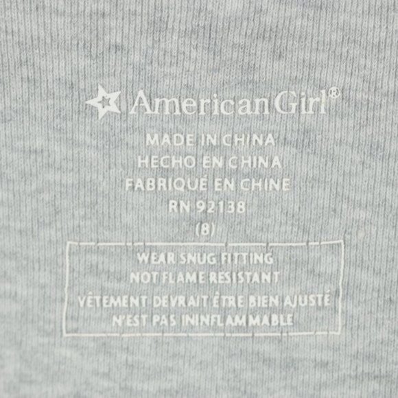 American Girl Girls Size 8 Gray Red Reindeer Graphic Long Sleeve Pajama Top - Picture 7 of 8